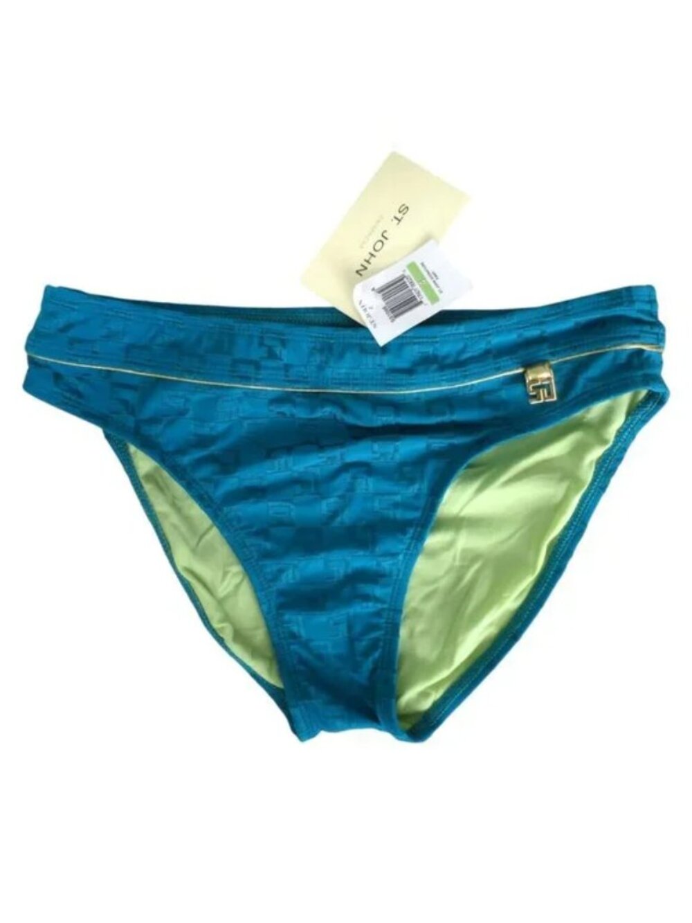 St. John Sport Swimwear Teal Monogram Bikini Bottoms Size 4